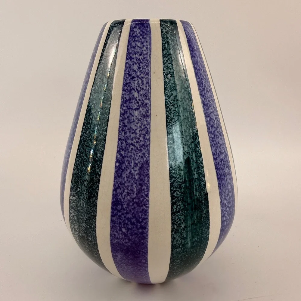 Vintage Flora Gouda Holland Zebra Pattern Stripe Ovoid Vase Mid Century Modern
